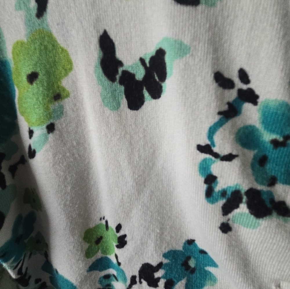 Charter Club Floral Button-Up Blouse - White, Blue, Green - Picture 6 of 6